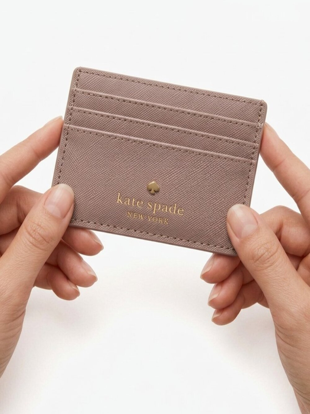 Kate Spade New York Staci Saffiano Leather Glitter Slim Card Holder Case Wallet
